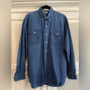 East Island Mens Denim Button Down Shirt, Large